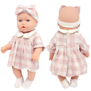 12″ Baby Doll Classic Checkered Dress & 6-Piece Accessories Gift Box Packaged – Soft Realistic Lifelike Baby Dolls for Toddlers & Little Girls