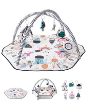 Baby Play Gym Mat, Tummy Time Mat with 6 Detachable Sensory Toys