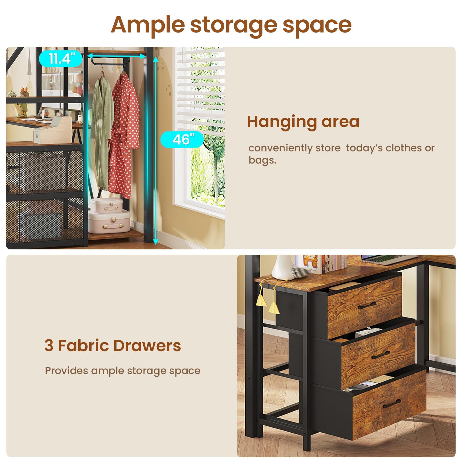 Twin Loft Bed with L-Shaped Desk and Storage Stairs