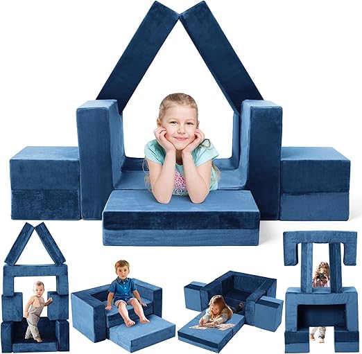 Kids Couch Sofa, 7 Pcs Modular Toddler Couch, Freely Removable Kids Chair Sofa
