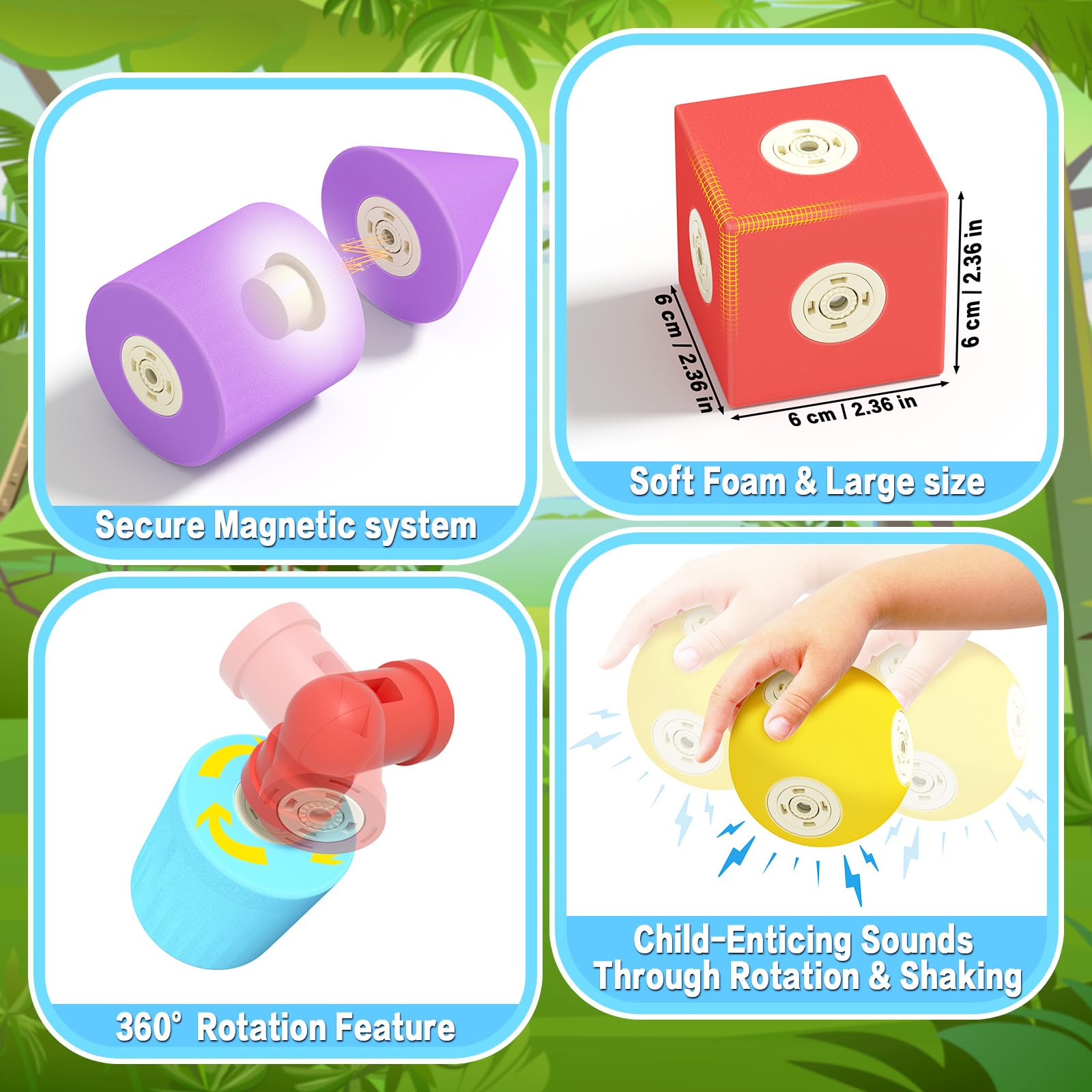 Foam Magnetic Blocks, Sensory Bath Toys Building Blocks for Toddlers 1-3