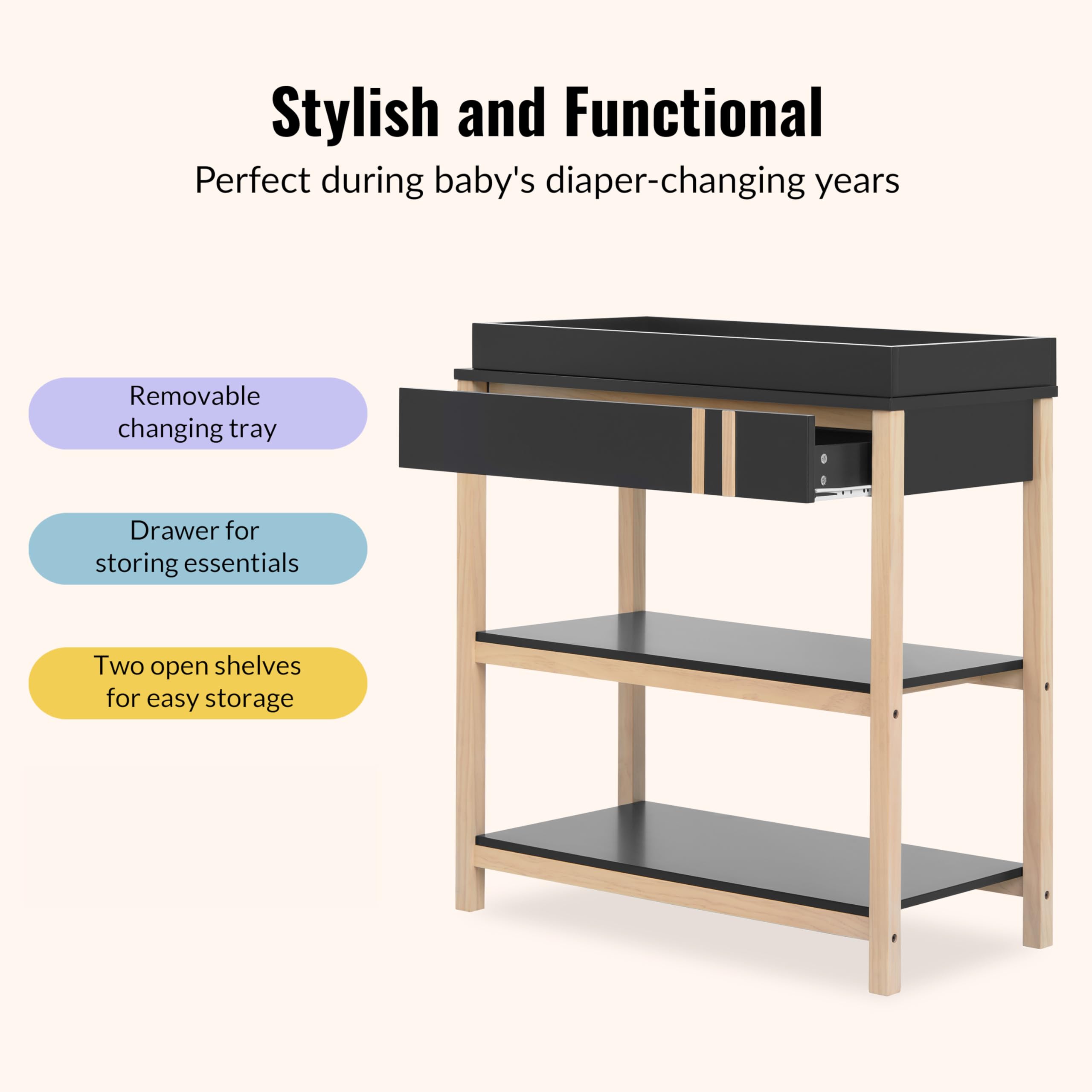Baby Changing Table with Storage Shelves