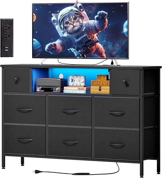 Dresser for Bedroom TV Stand for 55 Inch TV with Charging Station