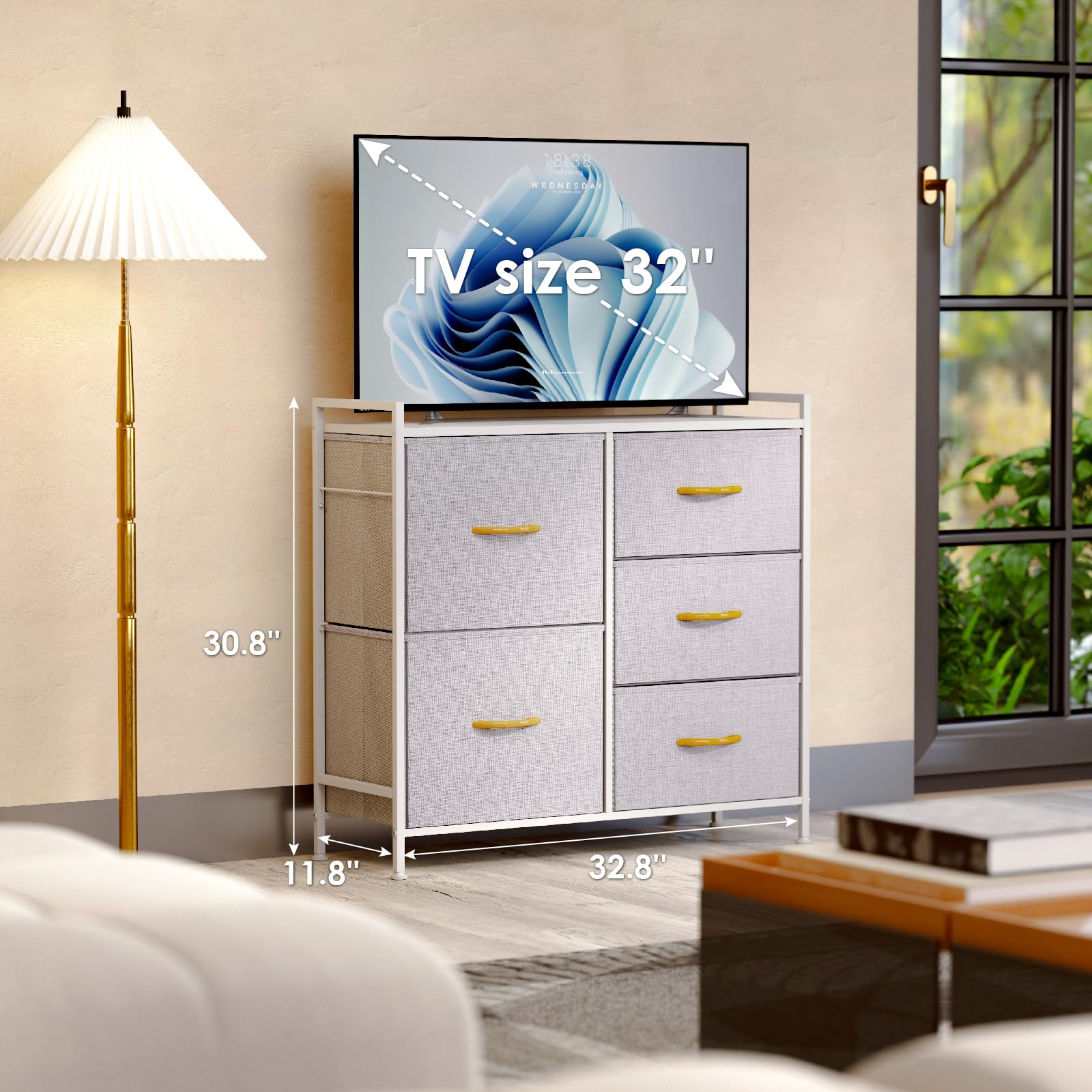 5-Drawer Fabric Dresser Storage Organizer for Bedroom and Closet