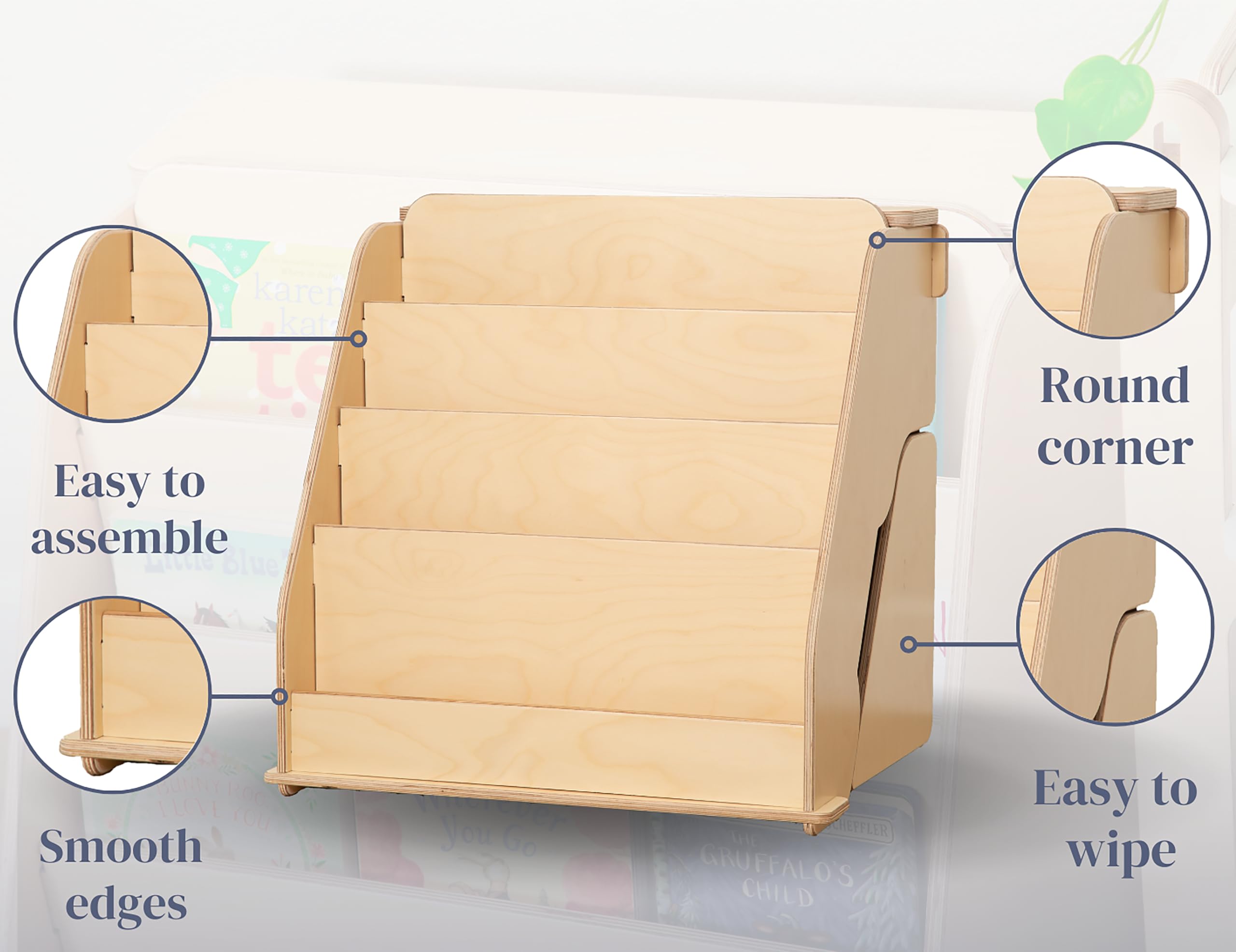 Montessori Bookshelf for Toddlers with Hidden Drawer and Toy Storage