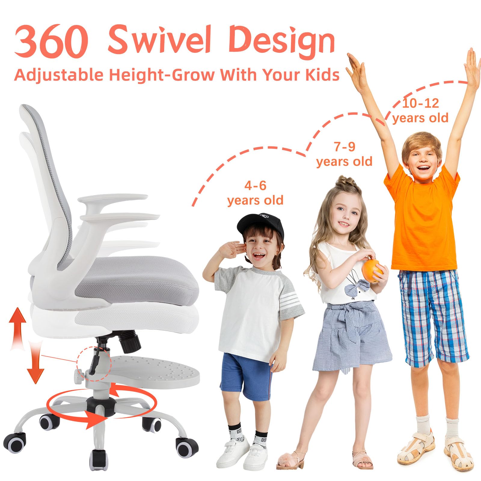 Ergonomic Kids Desk Chair with Adjustable Footrest