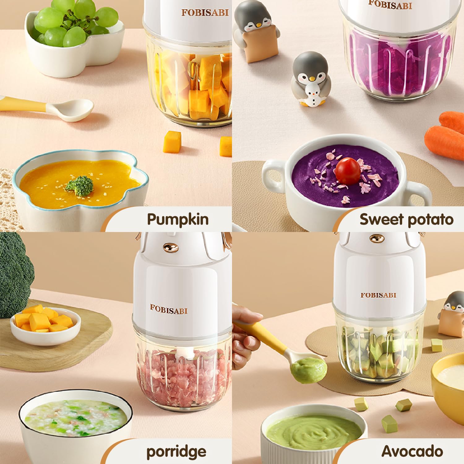 Baby Food Maker - Baby Food Processor with 2 Glass Bowls Baby Food Blender, Fruit, Vegatable, Meat, Baby Food Puree Maker Make Fresh and Nutritious Meals for Your Little One