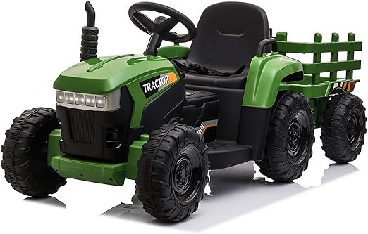 Kids Electric Ride On Toy Tractor, 12v Battery-Powered 4 Wheels Ride On Car