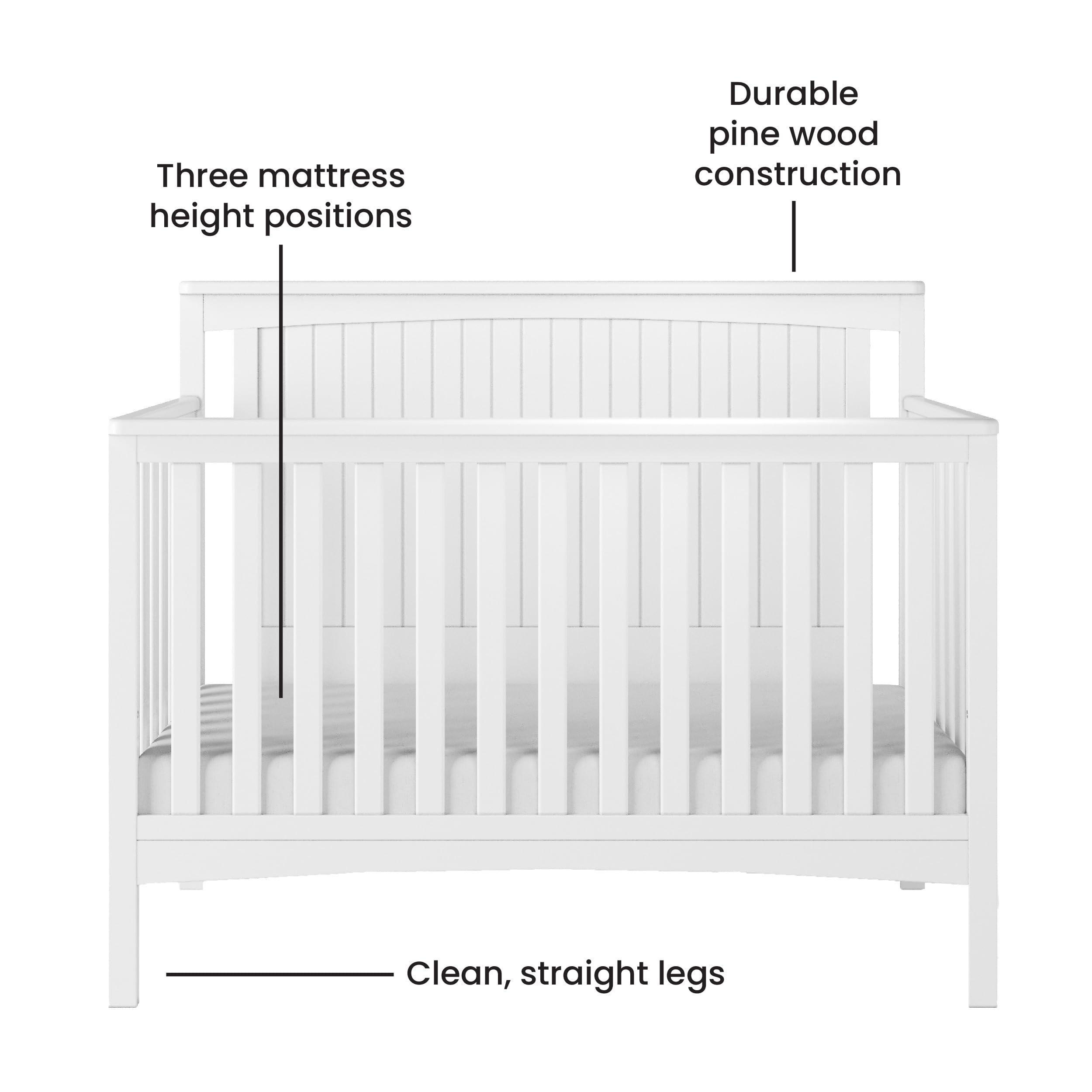 Scout 4-Piece Nursery Set, Includes 4-in-1 Convertible Crib
