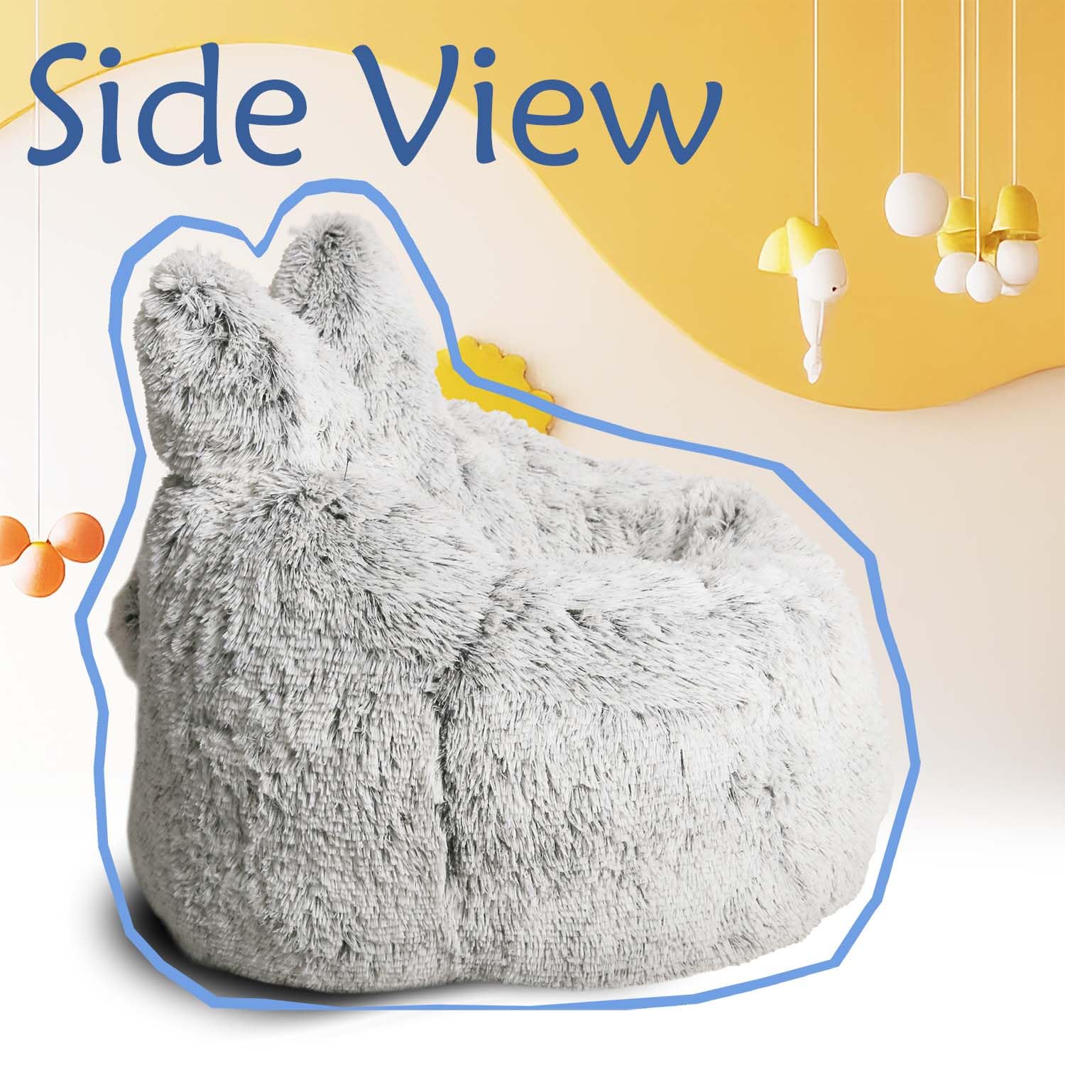 Memory Foam Bean Bag Chair with Rabbit Ears for Kids and Teens