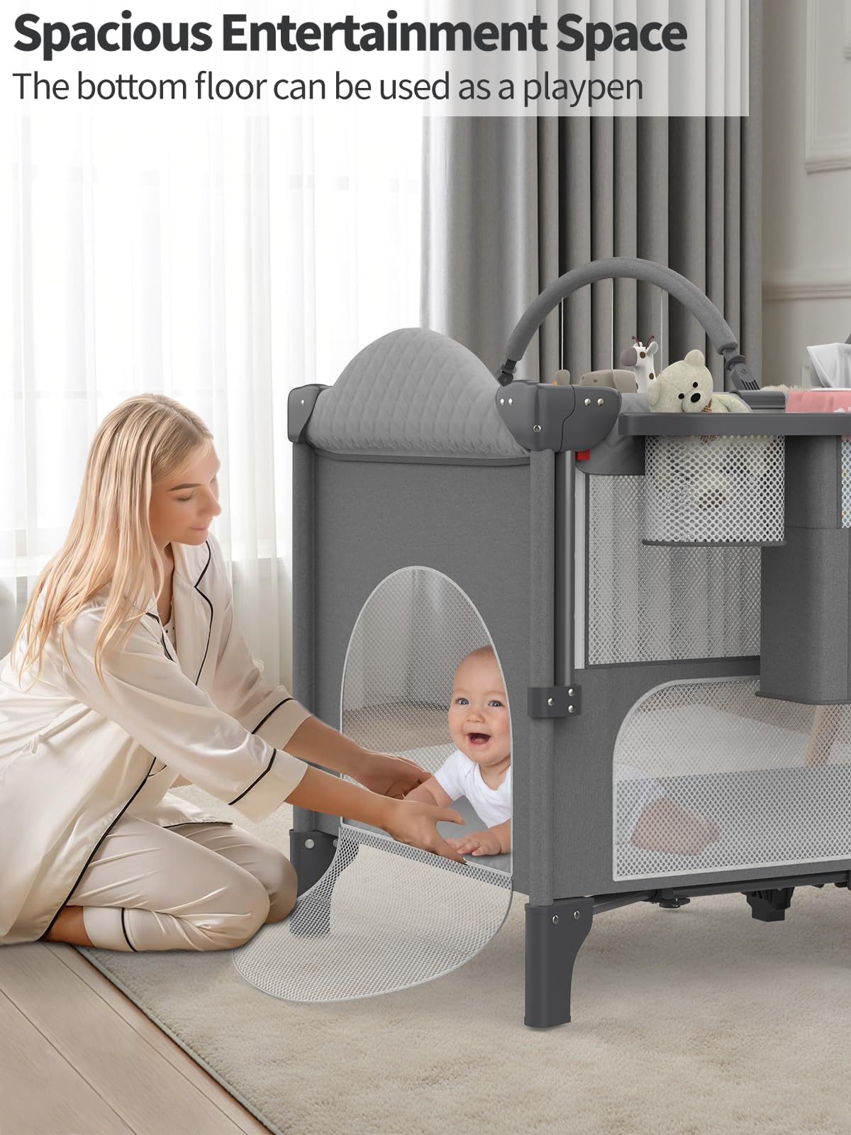4-in-1 Adjustable Bedside Bassinet with Changing Table