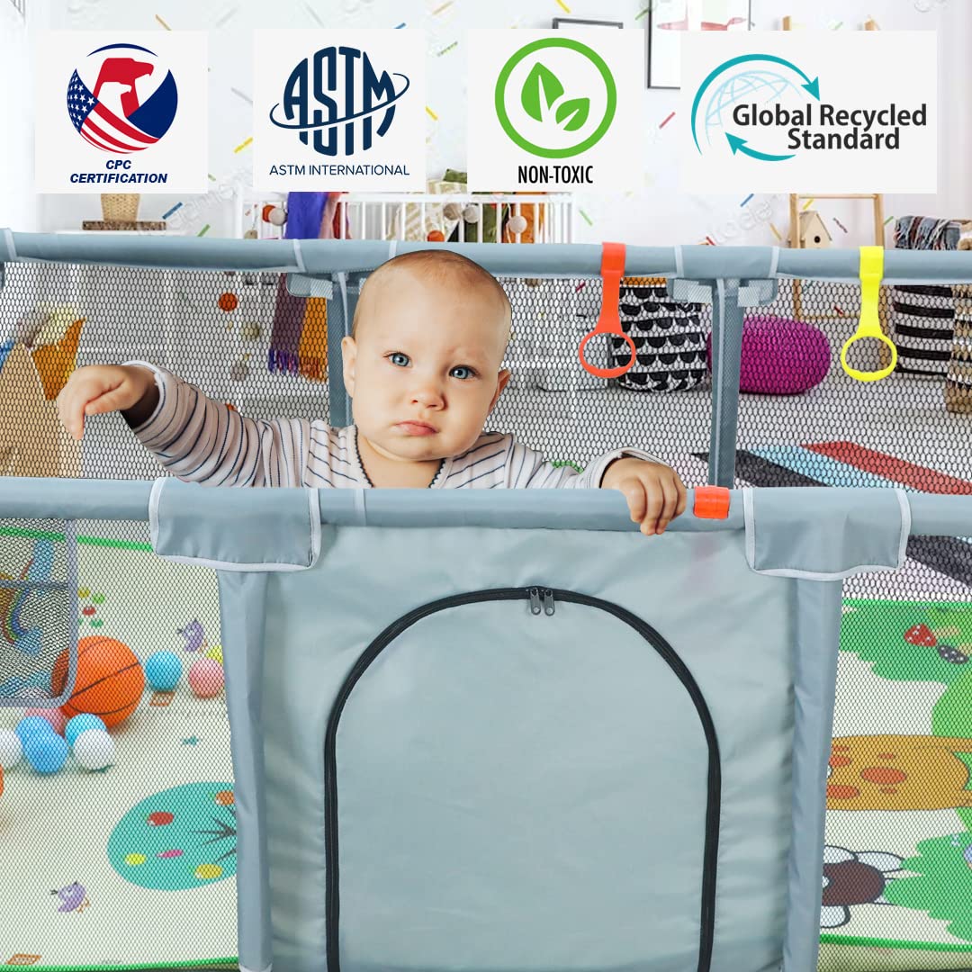 Large Baby Playpen with Basketball Hoop and Soccer Net