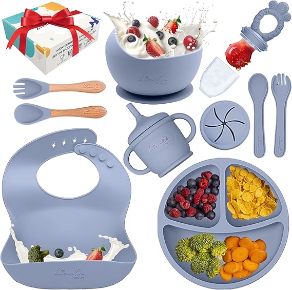 10 Pcs Silicone Baby Feeding Set - BPA-Free, Baby Led Weaning Supplies