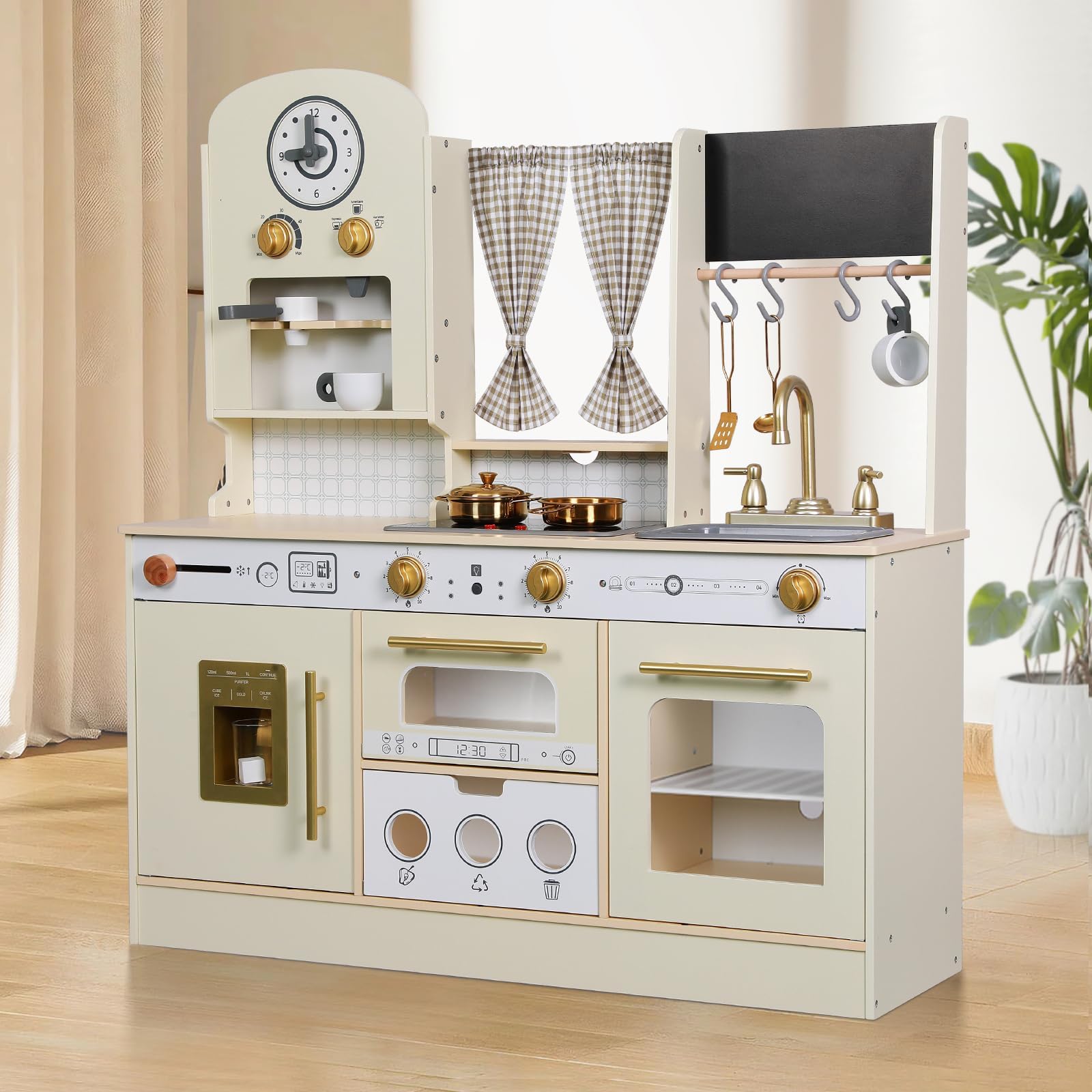 Kids Kitchen playset, Wooden Play Kitchen, Height Adjustable, Comes