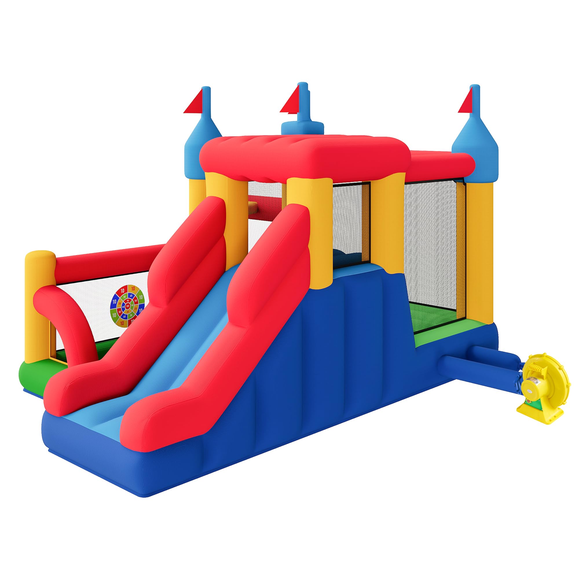 Bounce House, Inflatable Bouncer with Air Blower, Jumping Castle with Slide, Outdoor Indoor