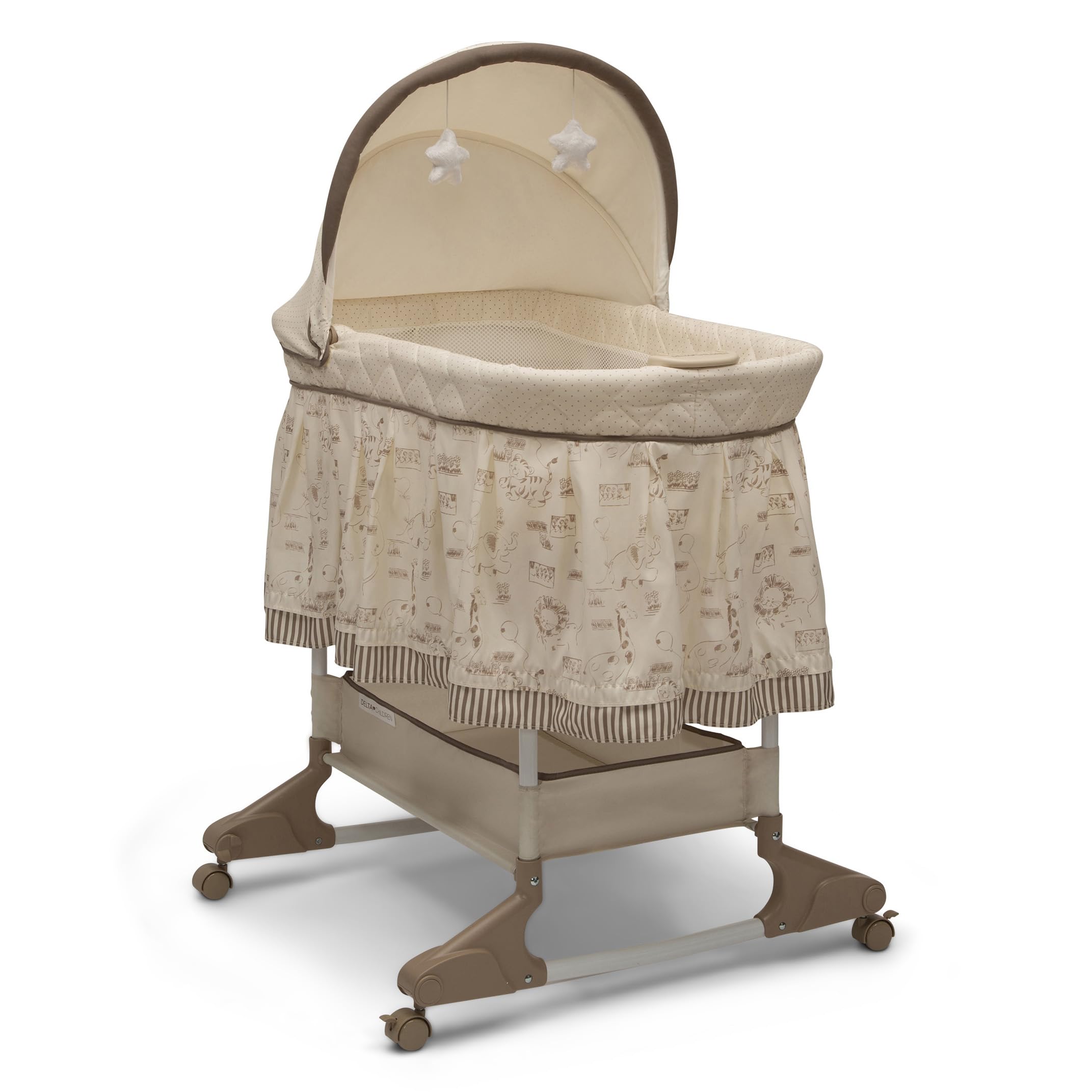 Rocking Bedside Bassinet - Portable Crib with Lights Sounds