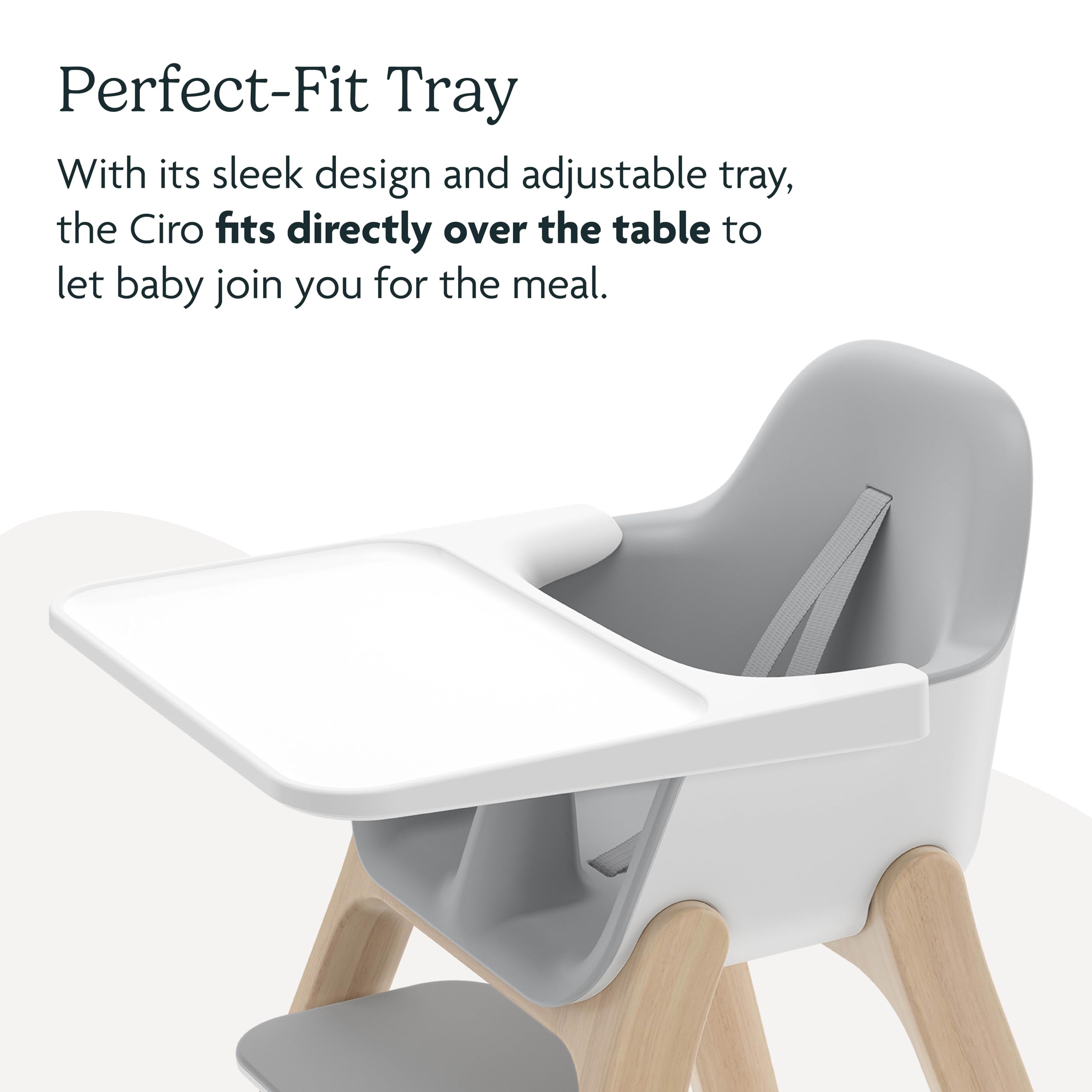 Modern High Chair with Adjustable Tray and Rotating Footrest