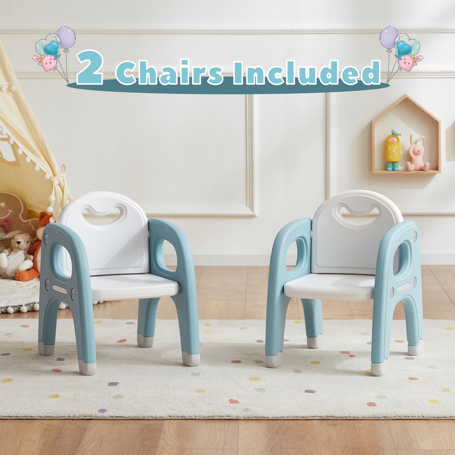 Kids Table and Chairs Set with Built-In Storage