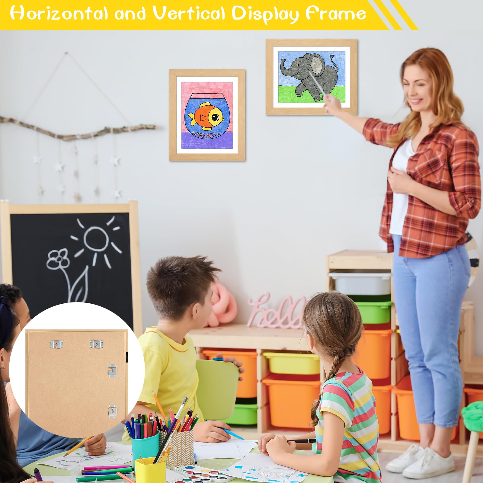 Kids Art Display Frame with Front Opening Storage