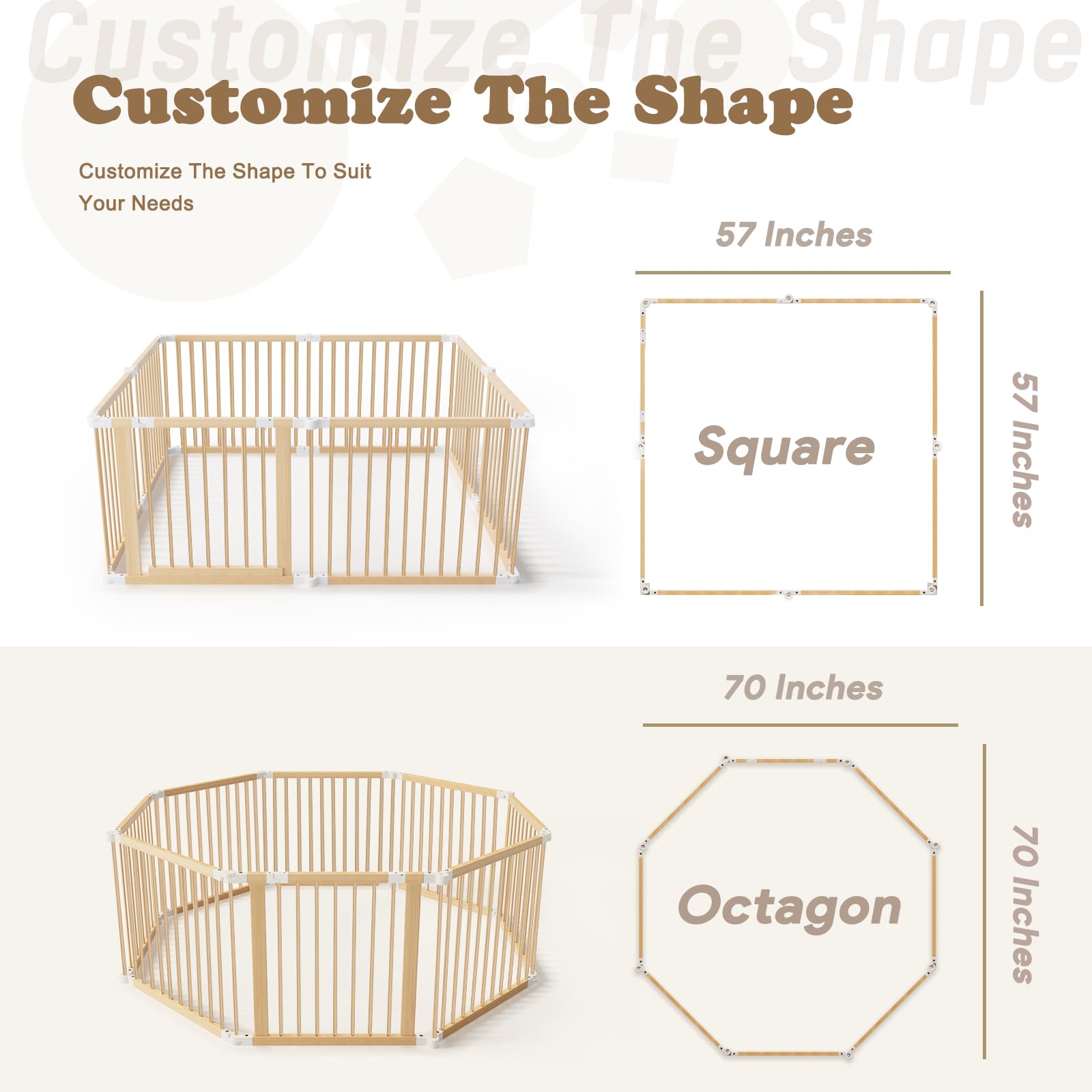 Foldable Wooden Baby Playpen 8 Panel Safety Gate