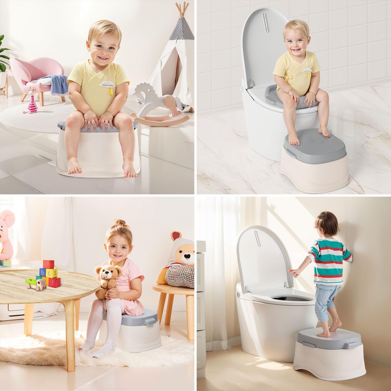 3-in-1 Potty Training Toilet, Upgrade Potty Training Seat & Toddler Step Stool, Detachable Toilet for Toddlers, Perfect for Boys and Girls