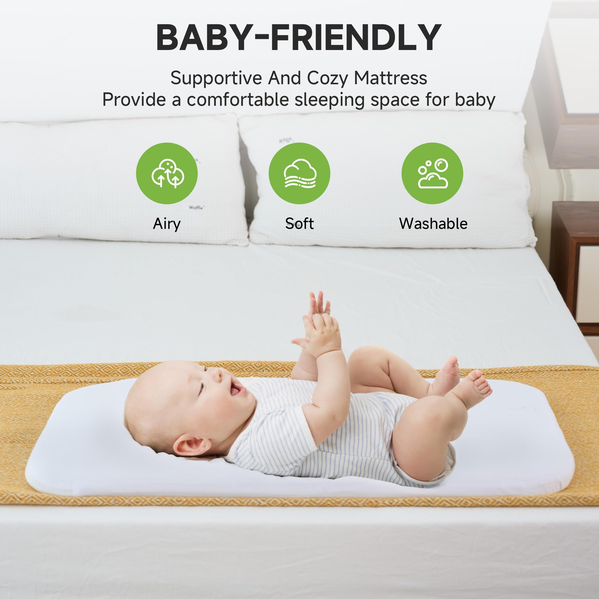 3-in-1 Bedside Bassinet with Adjustable Height and Mosquito Net