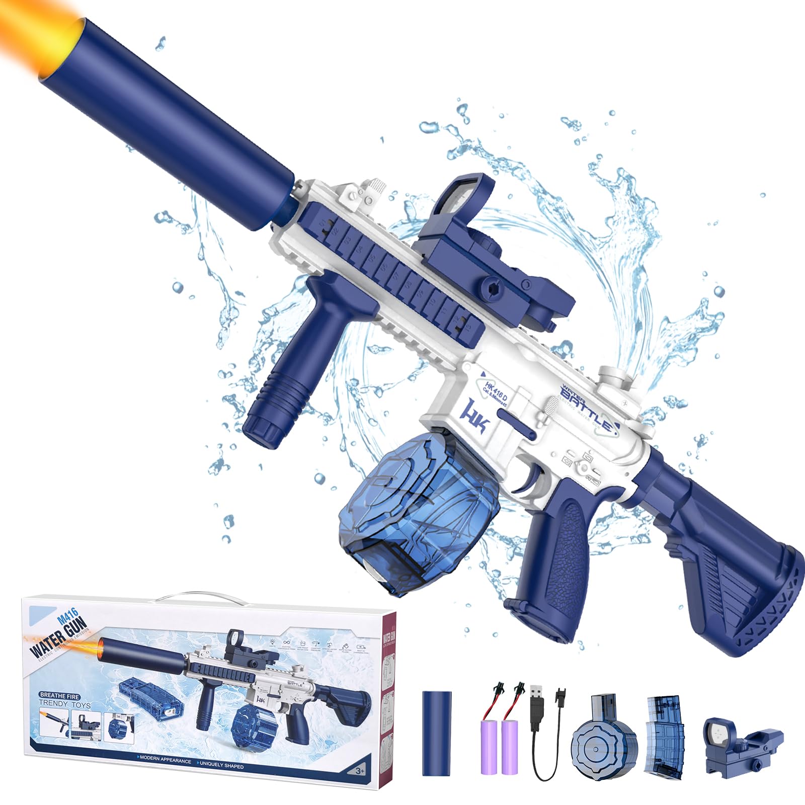 Water Gun With Muzzle Light,Automatic Squirt Gun Long Range Blaster
