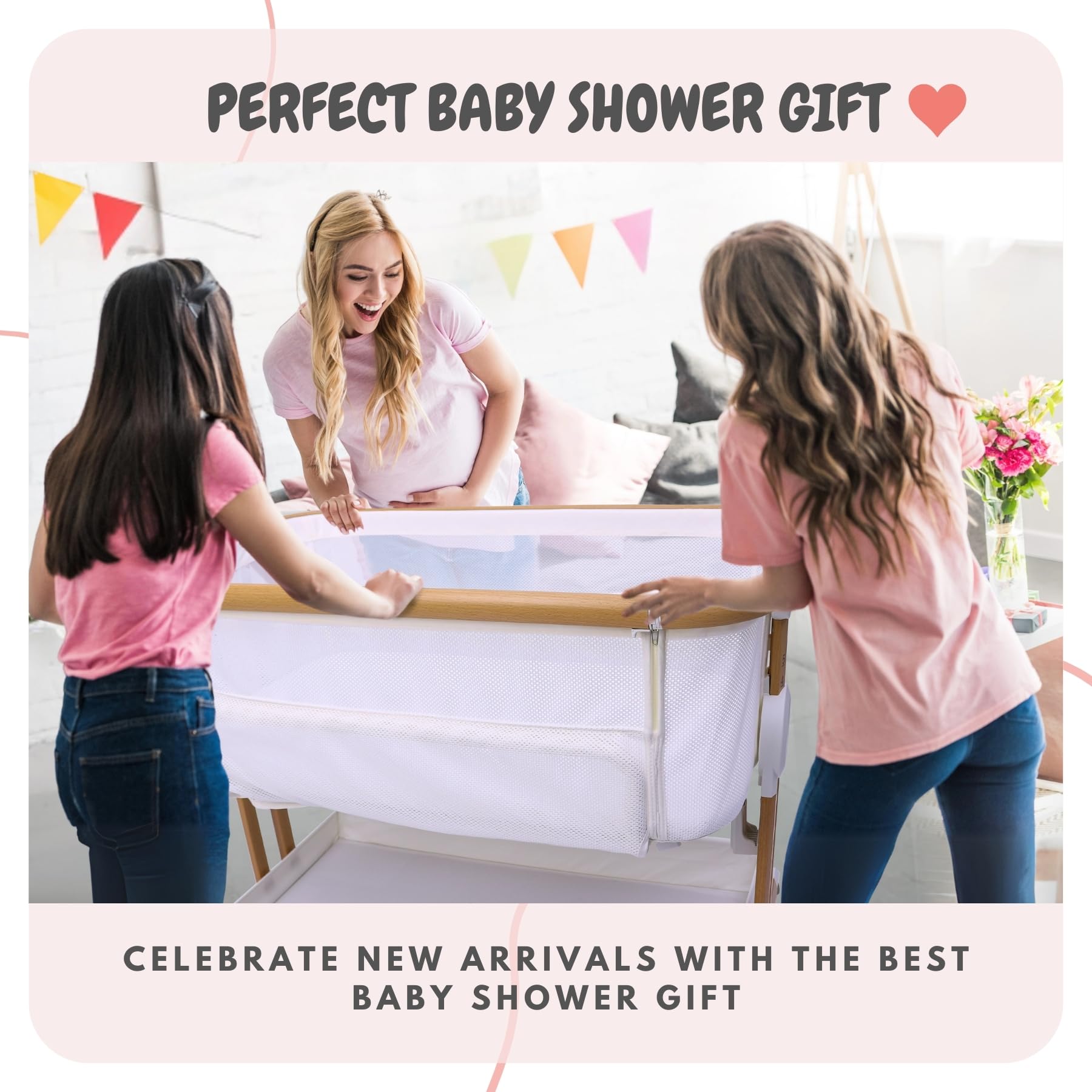 Baby Bassinet Bedside Sleeper 2 in 1 with Wheels