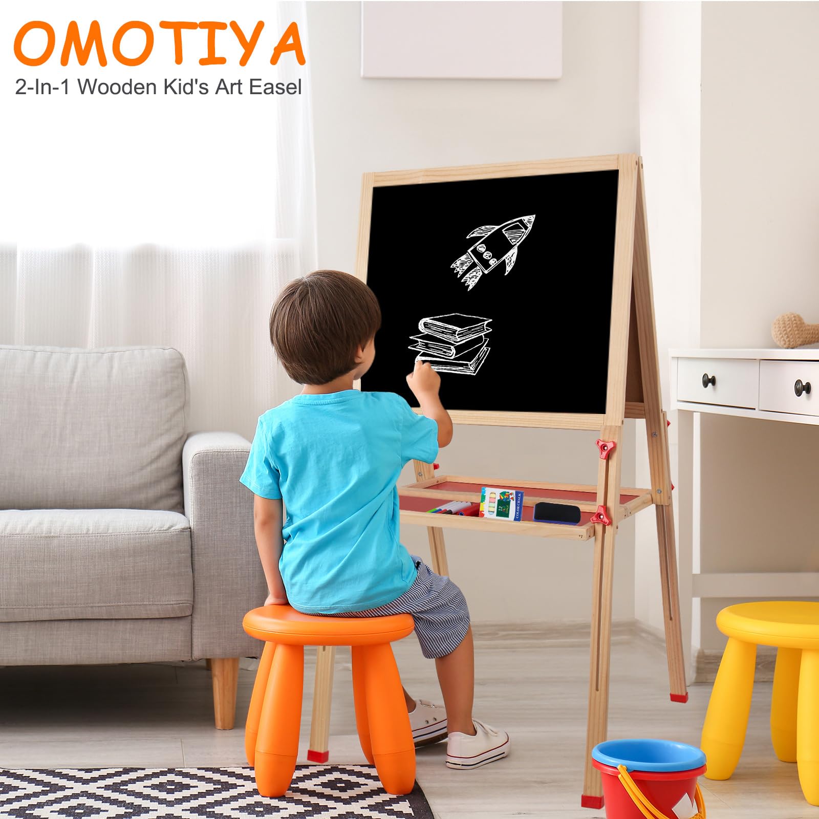 Adjustable Wooden Kids Art Easel