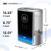 Dreo 8L Smart Humidifiers for Bedroom 600ft², 80H Runtime Warm&Cool Supersized Mist Humidifier for Large Room Indoor, Quiet Whole House humidifier for Baby, Plants, with Alexa/Google, Silver, HM717S
