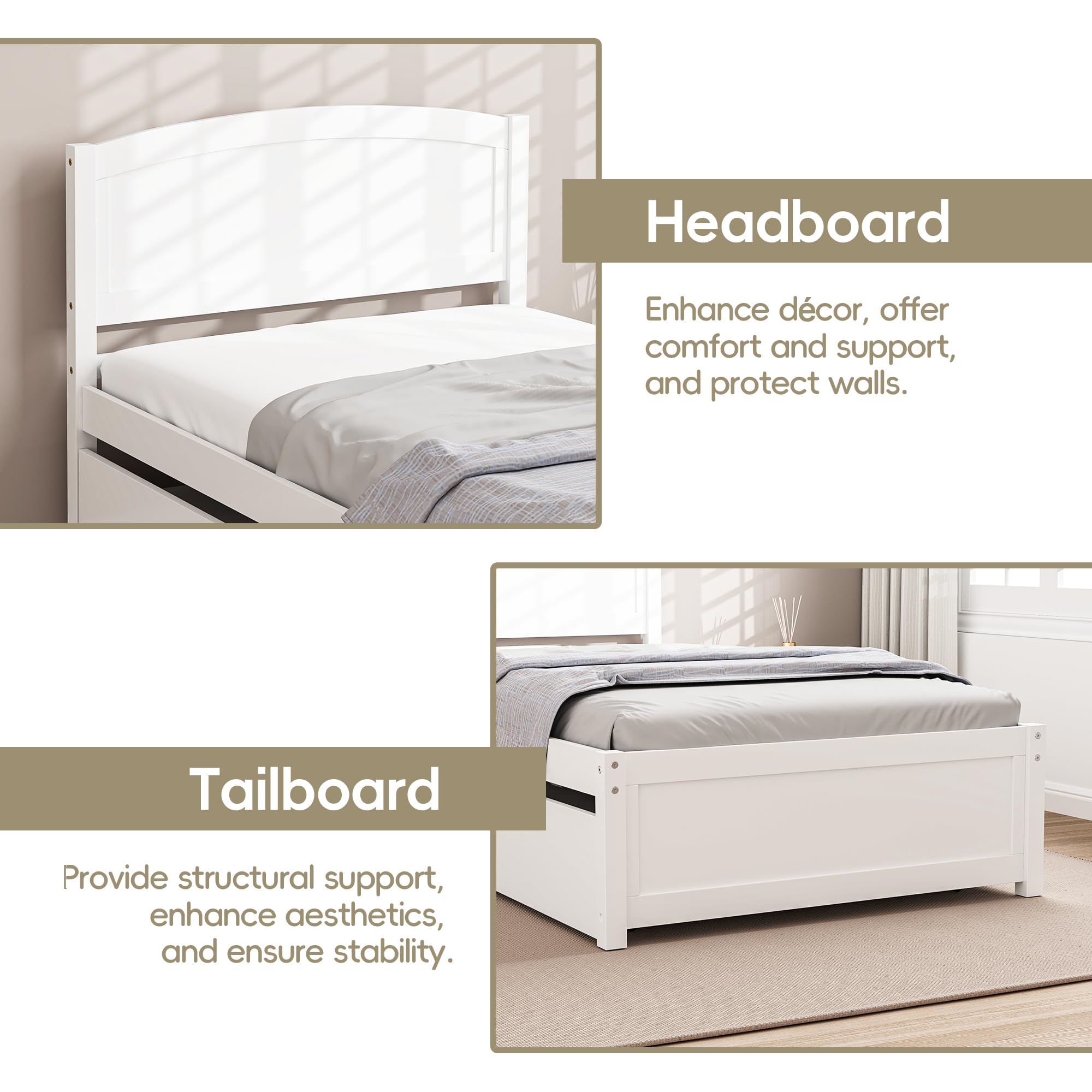 Twin Trundle Bed with Headboard