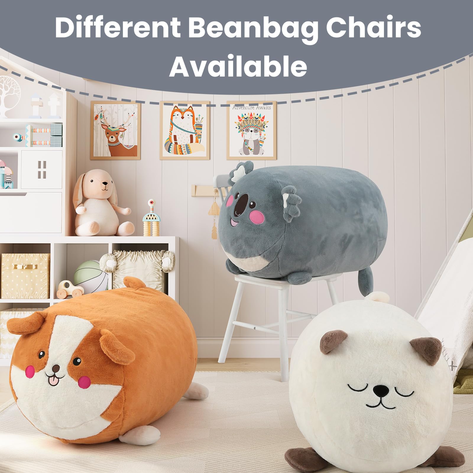 Kids Bean Bag Chair Koala Plush Stuffed Animal Seat