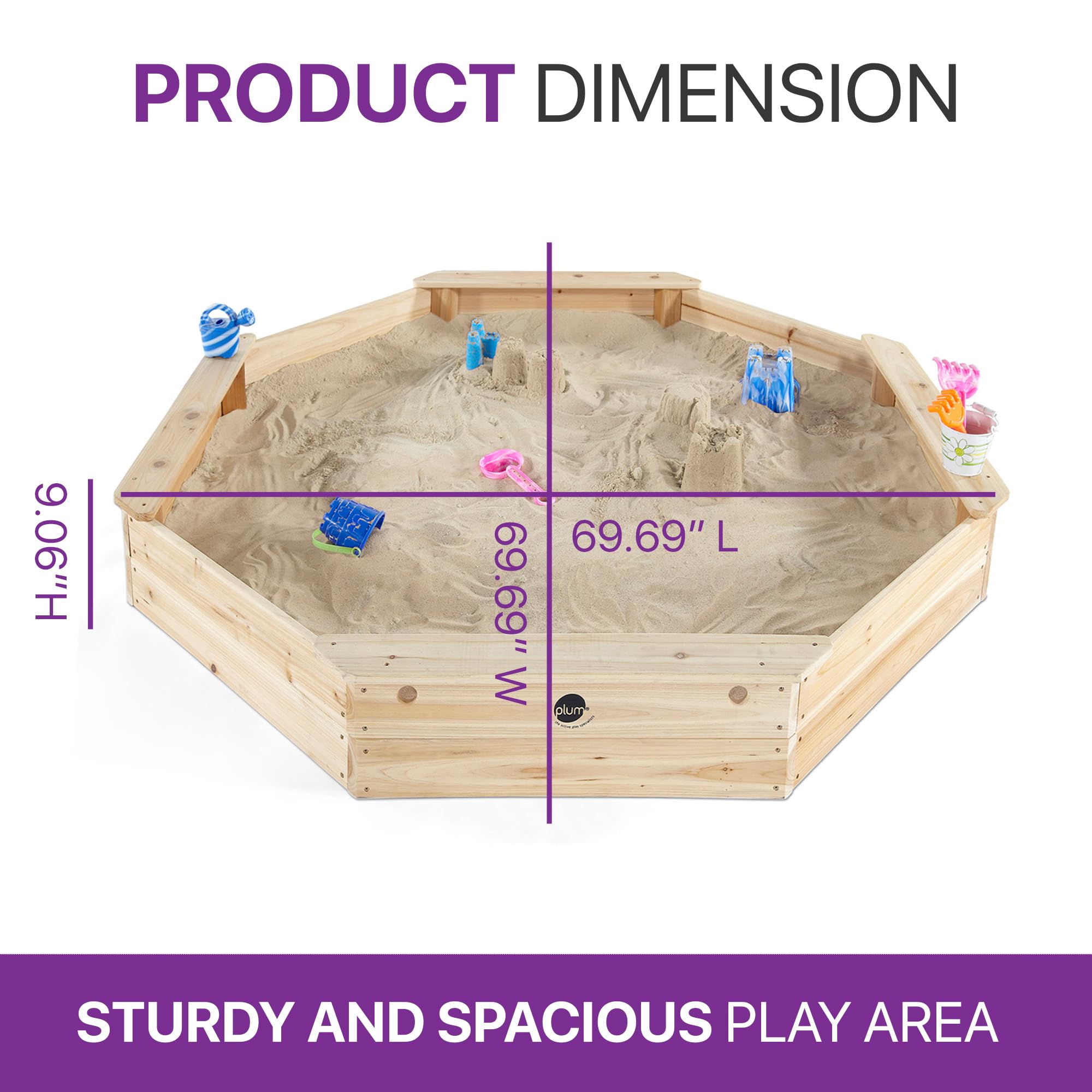 Wooden Octagon Sandbox with Cover