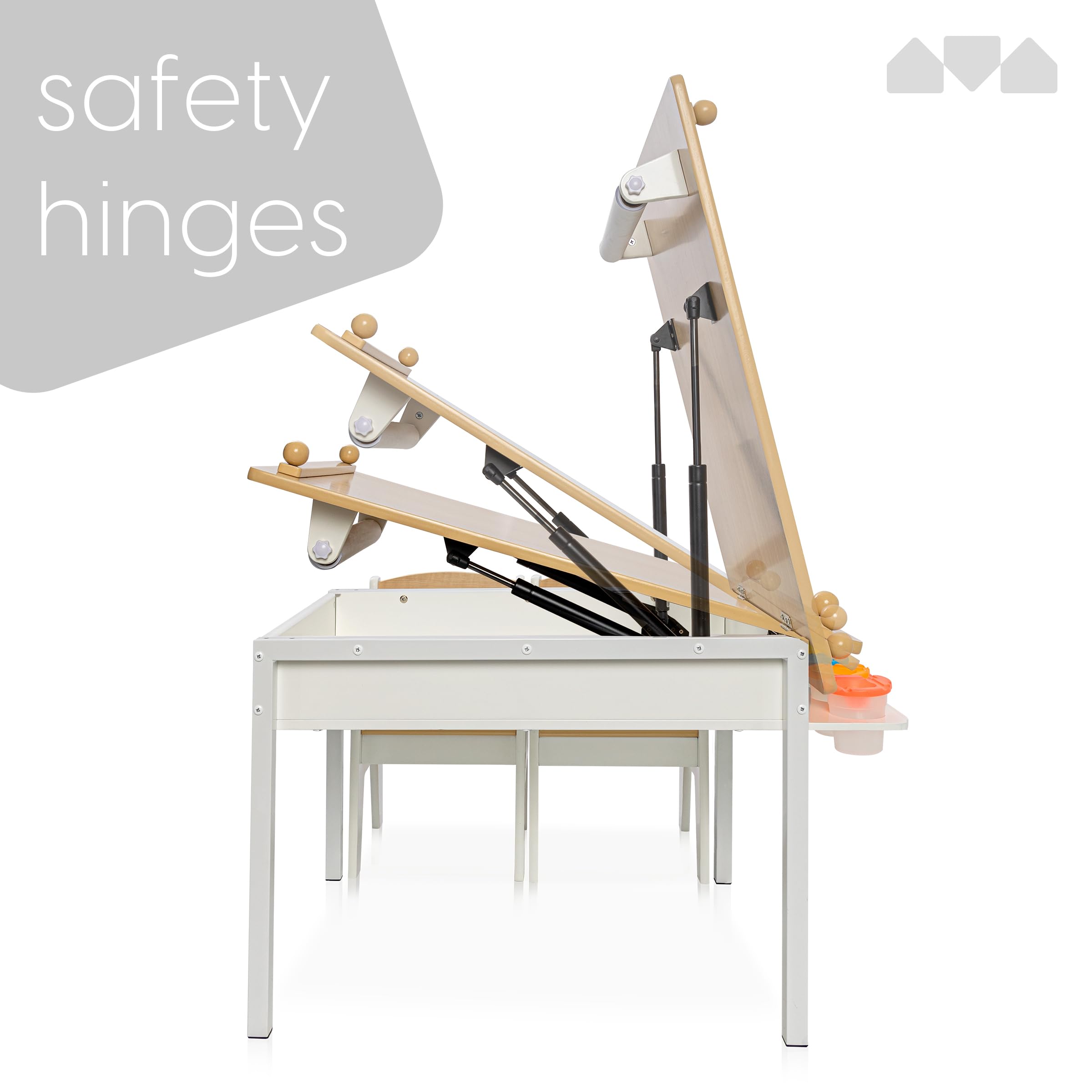2-in-1 Kids Art Table and Chair Set with Storage and Easel