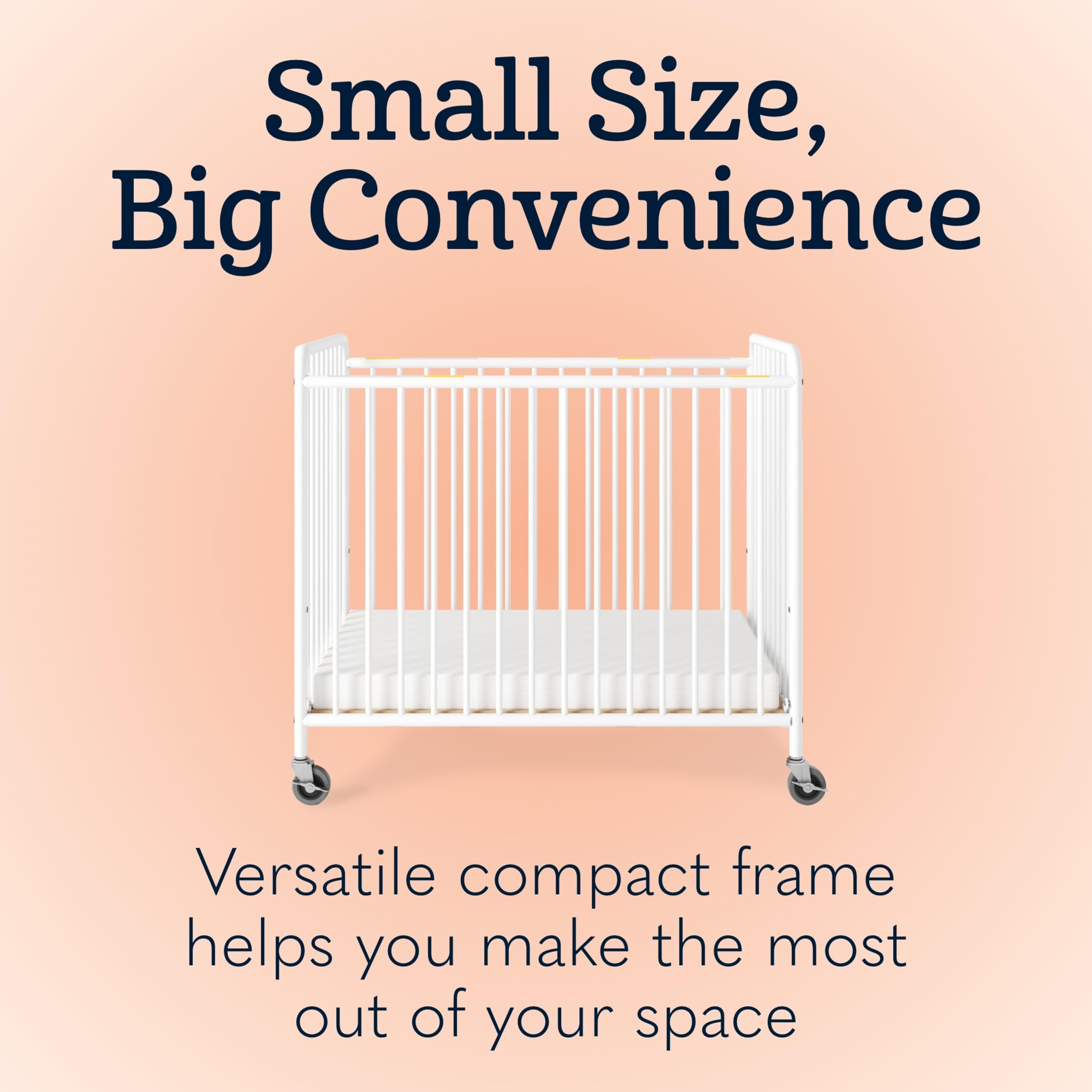 Metal Compact Daycare Crib with Adjustable Mattress