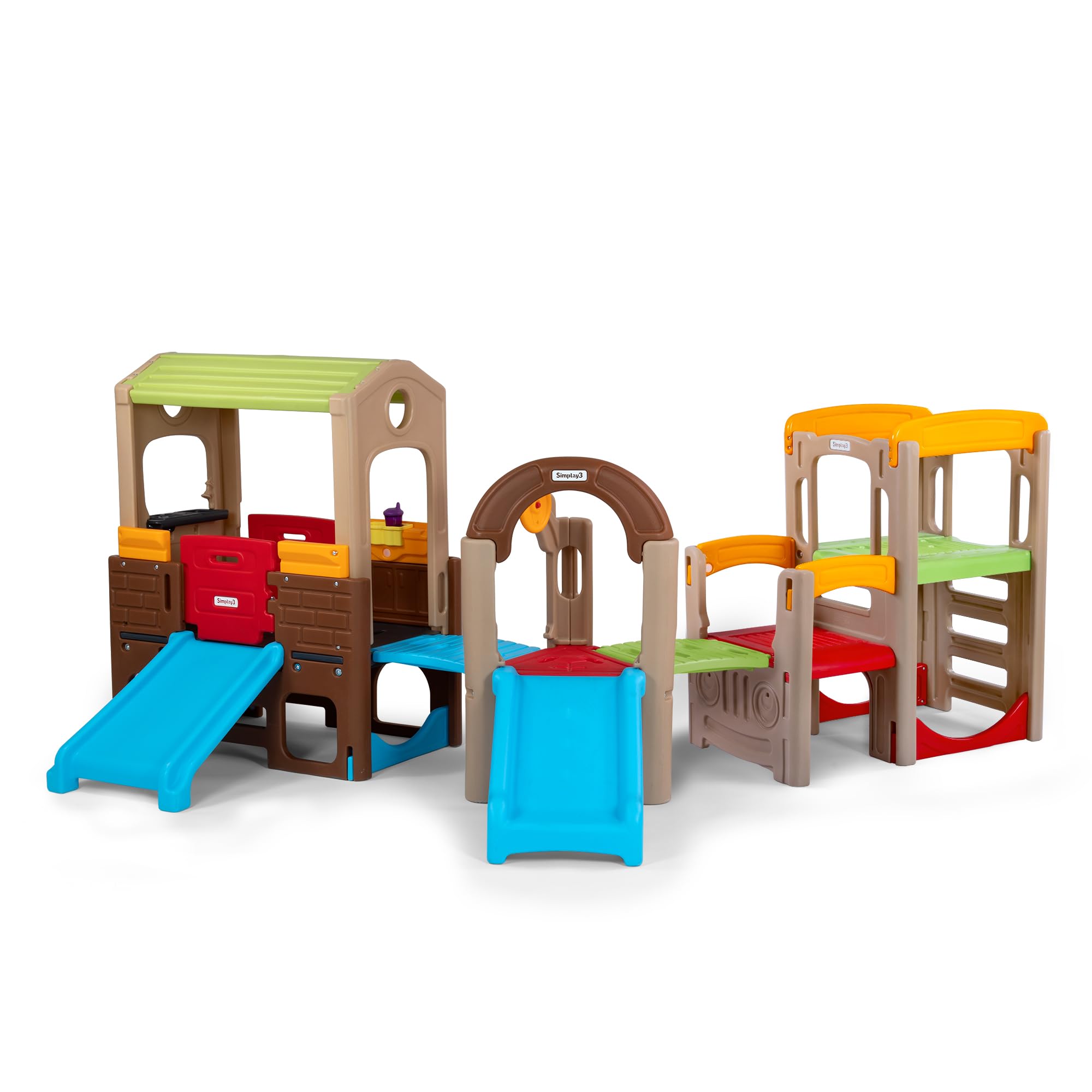 Modular Outdoor Play System with Slide and Climbing Features