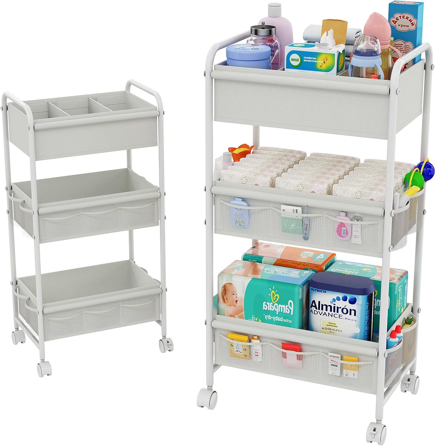 3-Tier Baby Diaper Caddy Cart Organizer,Mobile Nursery