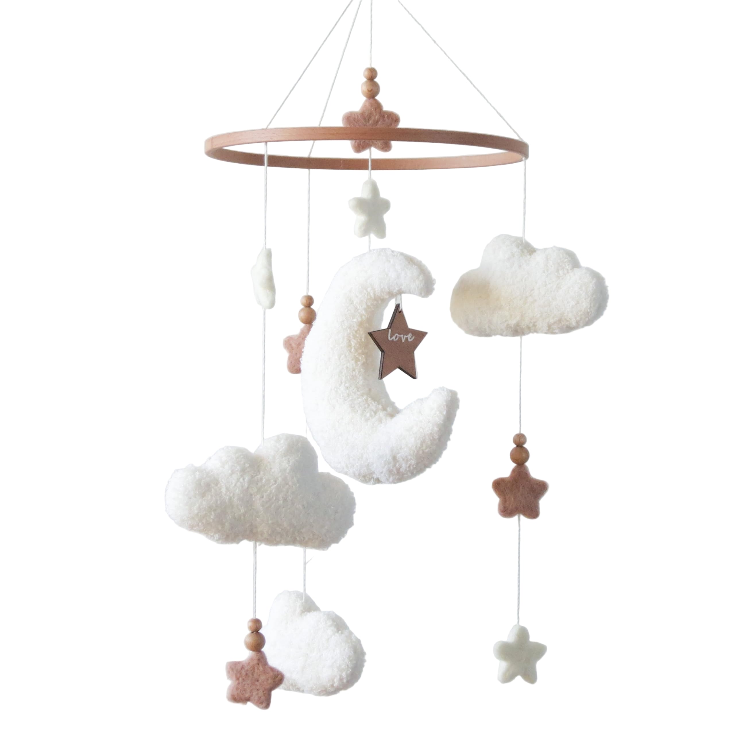 Cloud Moon Crib Mobile Cloud Baby Mobile for Crib Neutral Boho Clouds and Stars Moon