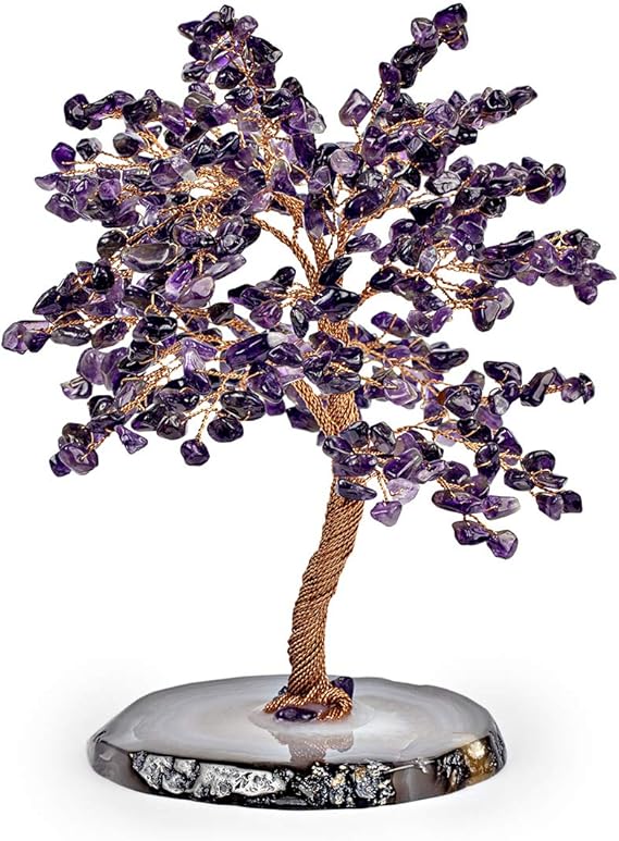Real Amethyst Crystal Feng Shui Tree of Life Home Decor, Wrapped