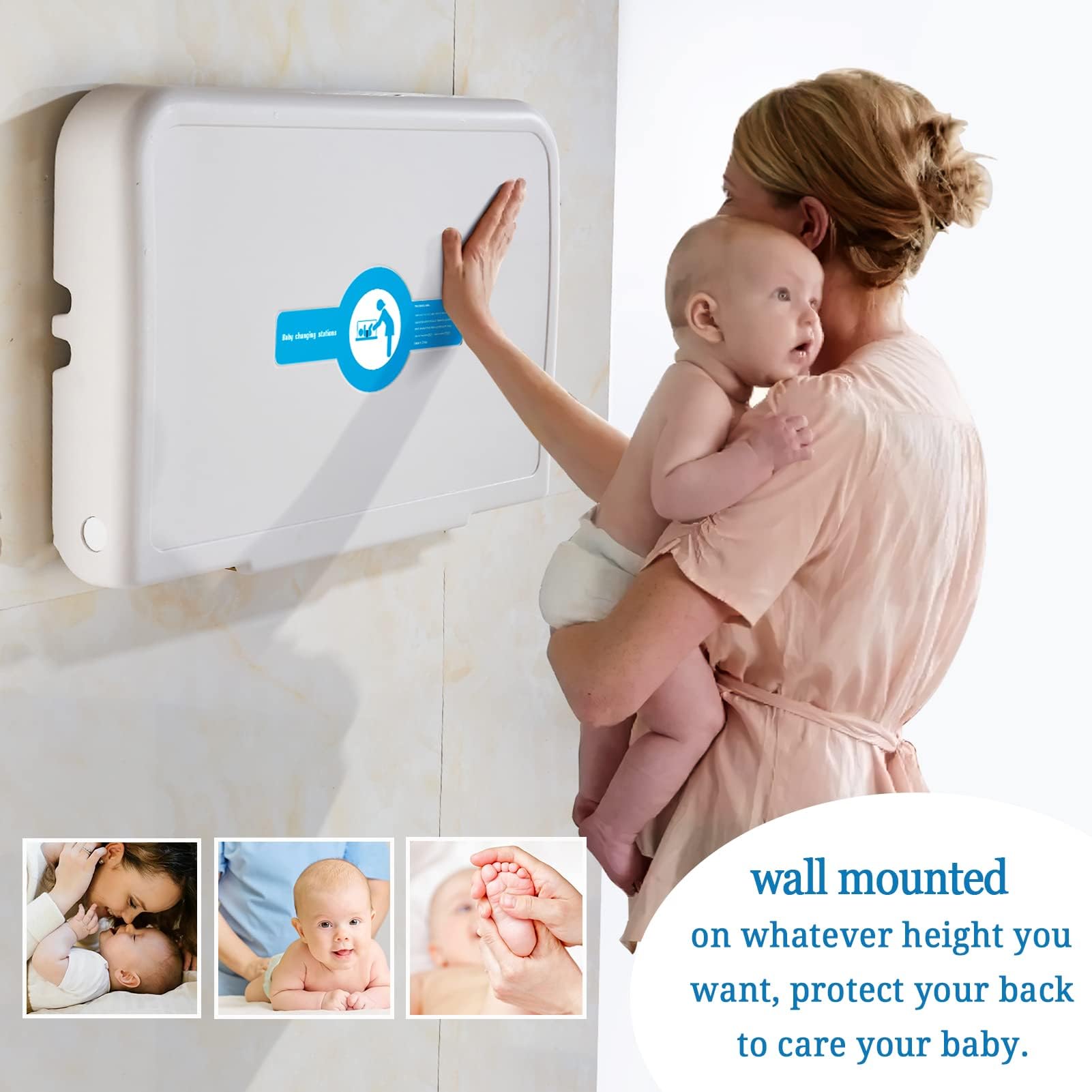 Wall Mounted Baby Changing Station Fold Down Diaper Changing Table