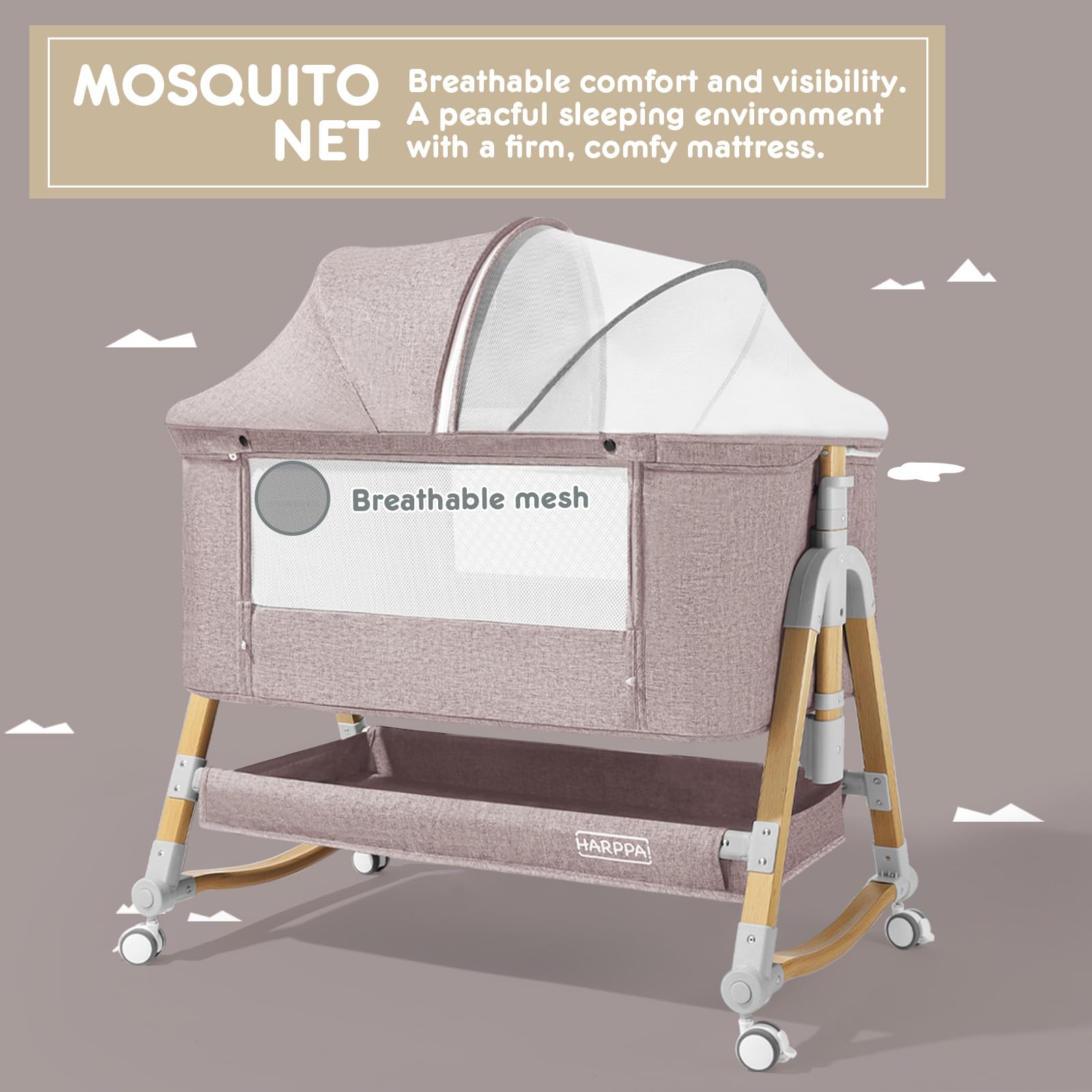3-in-1 Convertible Baby Bassinet with Wheels