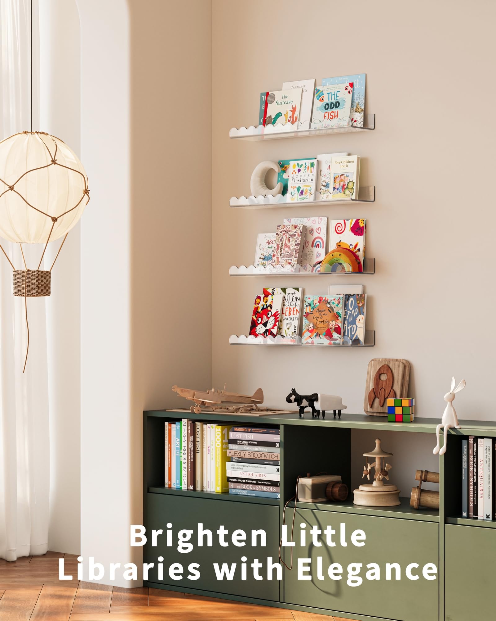 Clear Acrylic Floating Book Shelves for Kids Room