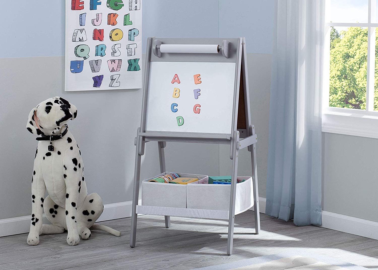 Double-Sided Kids Art Easel with Storage