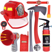 10 PCs Fireman Gear Firefighter Costume Role Play Career Dress Up Starter