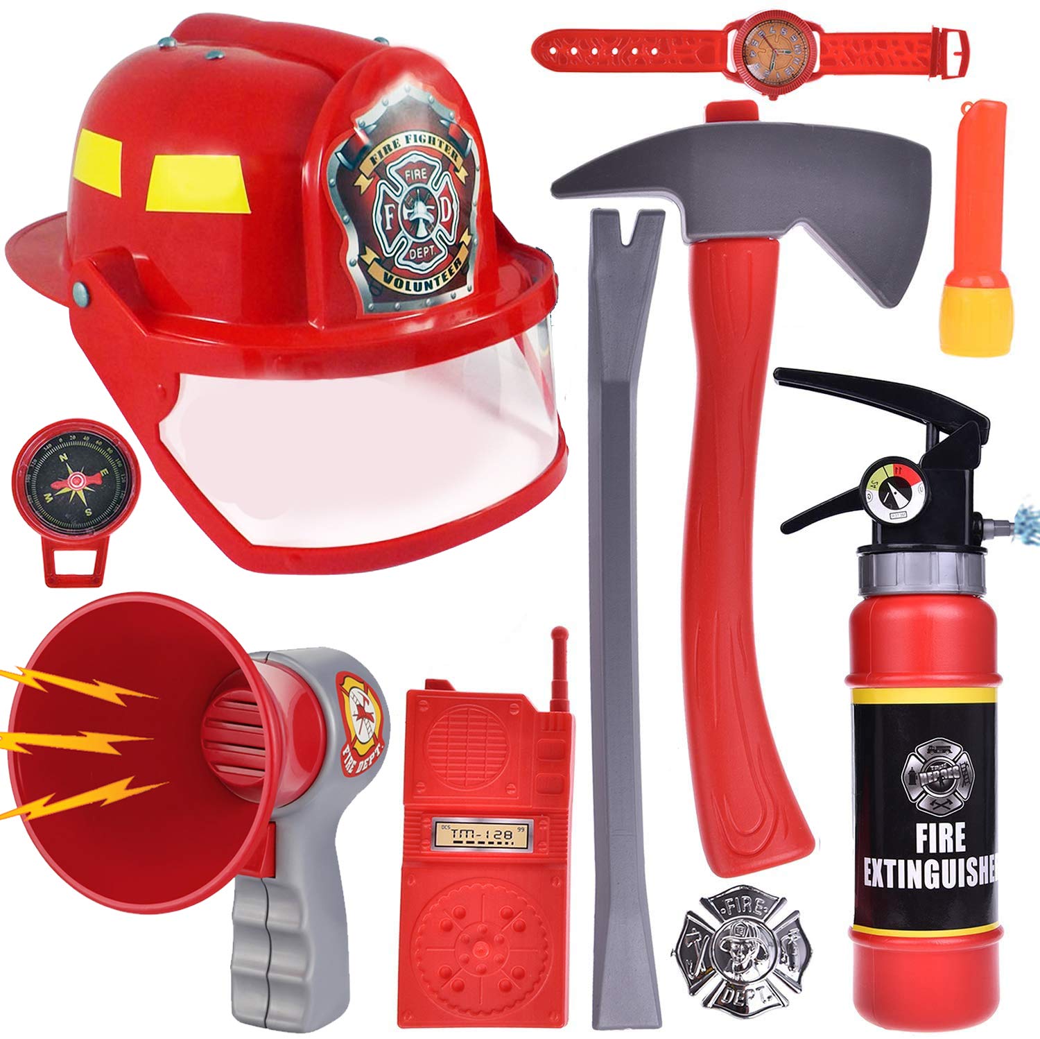 10 PCs Fireman Gear Firefighter Costume Role Play Career Dress Up