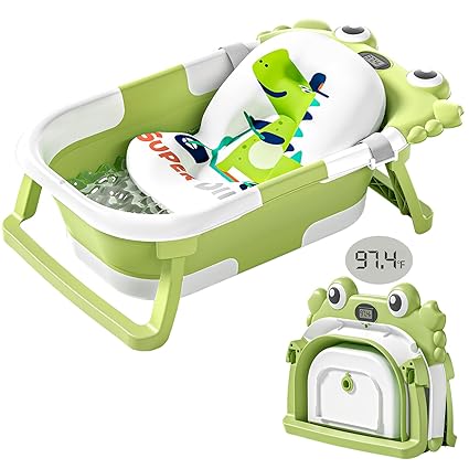 Baby Bathtub for Newborns with Thermometer and Soft
