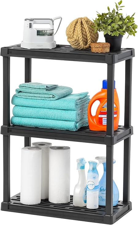 5-Shelf Light Duty Plastic Storage Shelves, 250lb Capacity