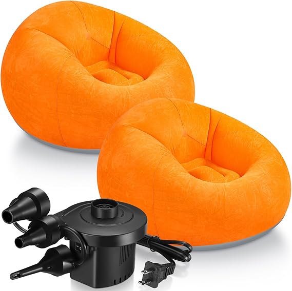 2 Pcs Inflatable Bean Bag Chairs with Electric Air Pump