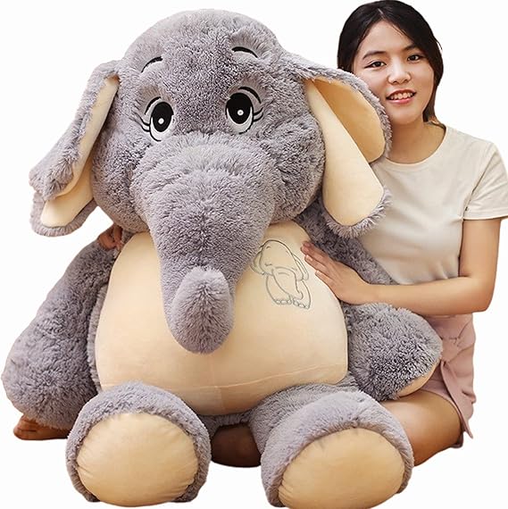 Large Soft Huggable Elephant Plush Toy, 27'' - Cute Fluffy Stuffed Elephant for Baby
