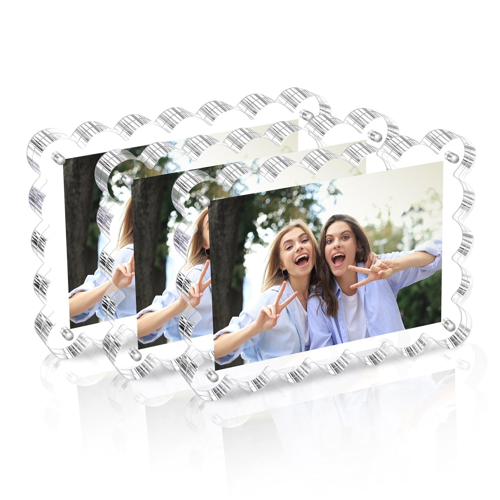 3 Pack Acrylic Picture Frame: 4x6inch Magnetic Picture Frames